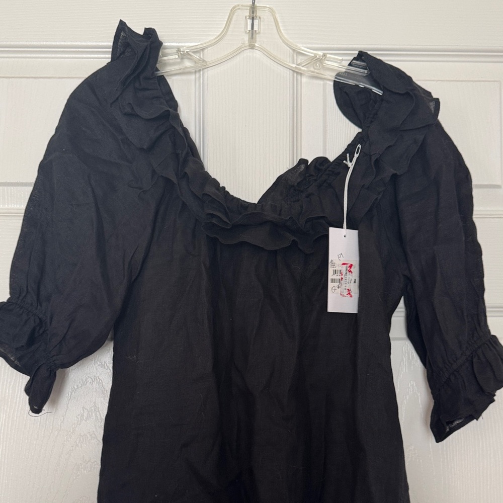 Reformation Black Ruffle Mini Dress - Picture 2 of 7